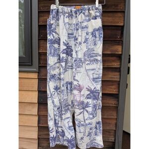 Coniglio Palm Beach $295 Groove Tropical Resort Travel Easy Cotton Pant Med Sz 2
